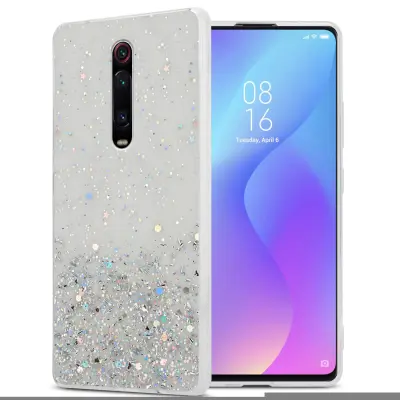 Cadorabo Case, združljiv z Xiaomi v prozornici z bleščicami - zaščitnim pokrovom, narejen iz fleksibilnega silikona TPU s penečimi bleščicami