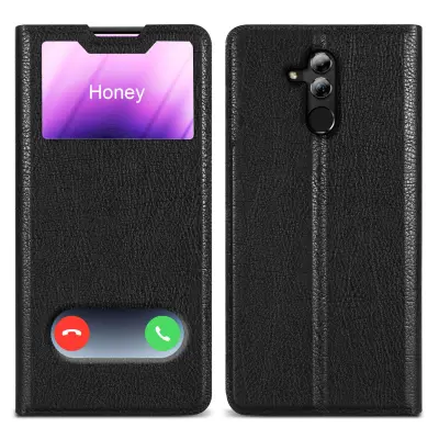 CADORABO CATER Združljiv s Huawei v kometu Black - Zaščitni pokrov z magnetnim zapiranjem, stoječo funkcijo in 2 gledanjem oken