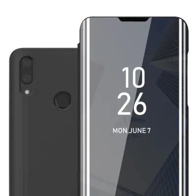 CADORABO primera, združljiv s Huawei v turmalinski črni barvi - prozorno zrcalno zaščitno prevleko z funkcijo stojala 360 stopinj zaščita
