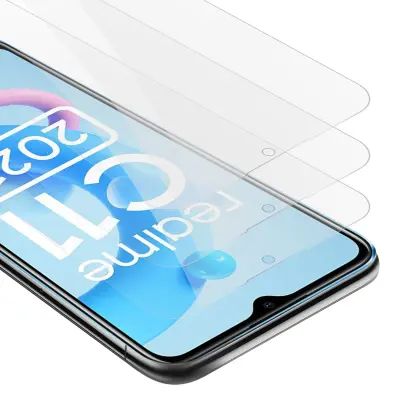 CADORABO Realme - zaščitnim filmom v visoki prosojnosti - 3 -paket kaljeno zaščitno steklo v 9H trdoti s 3D združljivostjo na dotik