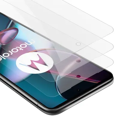 CADORABO Motorola - zaščitnim filmom v visoki prosojnosti - 3 -paket kaljeno zaščitno steklo v 9H trdoti s 3D združljivostjo na dotik