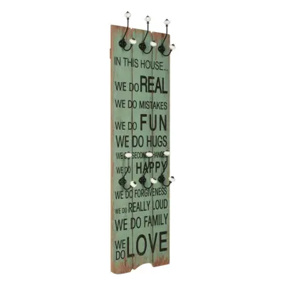 vidaXL Stenski obešalnik s 6 kljukicami 120x40 cm HAPPY LOVE
