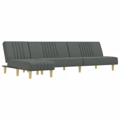 vidaXL Raztegljiv kavč L oblike temno siv 255x140x70 cm tkanina