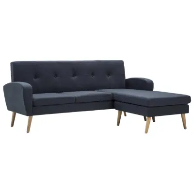 vidaXL Kavč L oblike z oblogo iz blaga 186x136x79 cm temno siv