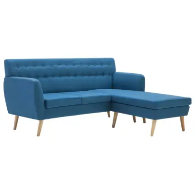 vidaXL Kavč L oblike z oblogo iz blaga 171,5x138x81,5 cm modre barve