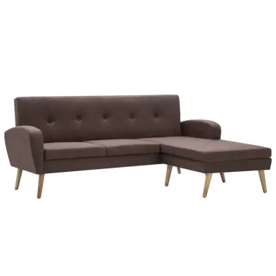 vidaXL Kavč L oblike z oblogo iz blaga 186x136x79 cm rjav