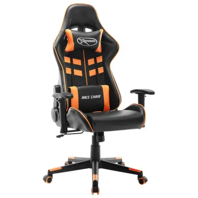 vidaXL Gaming stol črno in oranžno umetno usnje