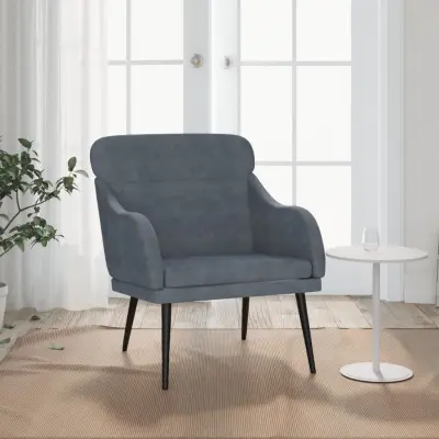 vidaXL Fotelj temno siv 63x76x80 cm žamet