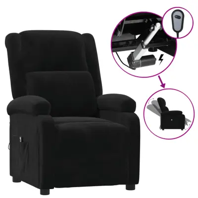 vidaXL Električni naslanjač črn žamet