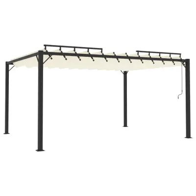 vidaXL Paviljon z rešetkasto streho 3x4 m krem blago in aluminij