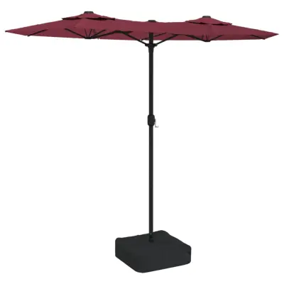 vidaXL Dvojni senčnik z LED diodami bordo rdeč 316x240 cm
