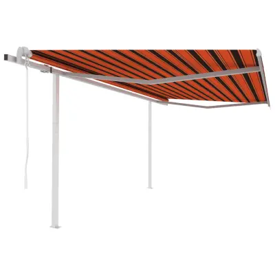 vidaXL Avtomatsko zložljiva tenda s stebrički 4,5x3,5 m oranžna/rjava