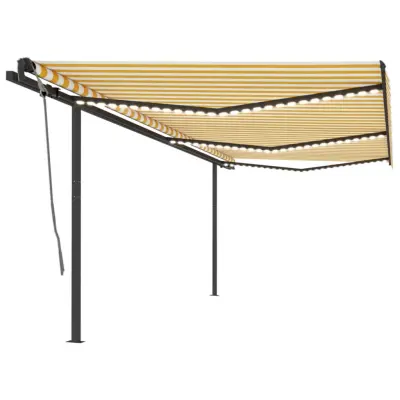 vidaXL Avtomatska tenda LED + senzor 6x3,5 cm rumena in bela