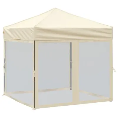 vidaXL Zložljiv vrtni šotor s stranicami krem 2x2 m