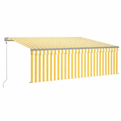 vidaXL Avtomatska tenda s senčilom LED + senzor 4x3 m rumena in bela