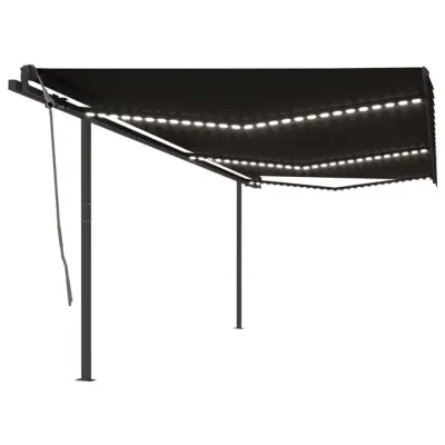 vidaXL Avtomatska tenda LED + senzor 6x3,5 m antracitna