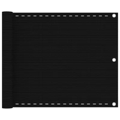 vidaXL Balkonsko platno črno 75x600 cm HDPE