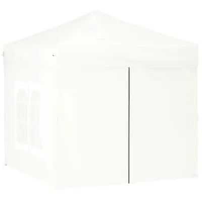 vidaXL Zložljiv vrtni šotor s stranicami bel 2x2 m