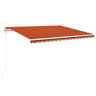 vidaXL Avtomatska tenda LED + senzor 450x350 cm oranžna/rjava