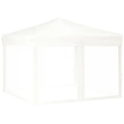 vidaXL Zložljiv vrtni šotor s stranicami bel 3x3 m