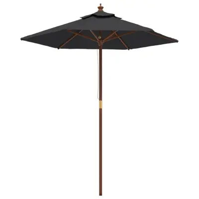 vidaXL Vrtni senčnik z lesenim drogom črn 196x231 cm