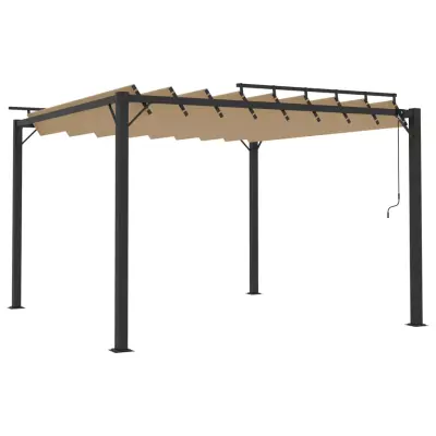 vidaXL Paviljon z rešetkasto streho 3x3 m taupe blago in aluminij