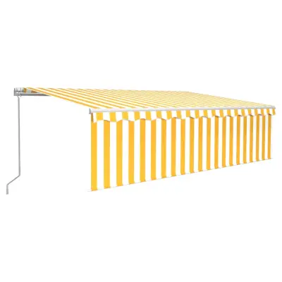 vidaXL Ročno zložljiva tenda s senčilom 5x3 m rumena in bela
