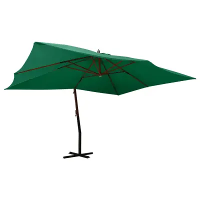 vidaXL Previsni senčnik z lesenim drogom 400x300 cm zelen