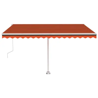vidaXL Avtomatska tenda LED + senzor 450x350 cm oranžna/rjava