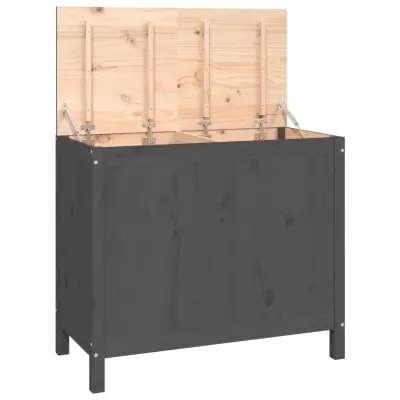 vidaXL Zaboj za perilo siv 88,5x44x76 cm trdna borovina
