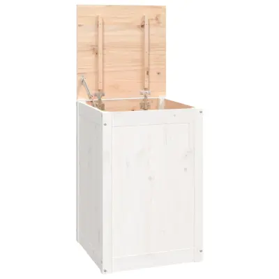 vidaXL Zaboj za perilo bel 44x44x76 cm trdna borovina