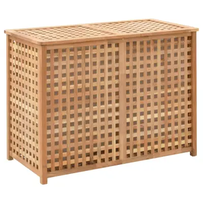 vidaXL Koš za perilo 87,5x46x67 cm trdna orehovina