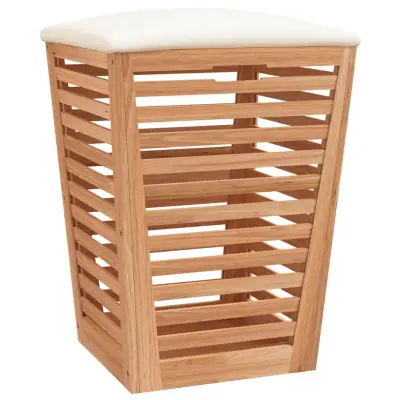 vidaXL Kopalniški stolček 40,5x40,5x56 cm trdna orehovina