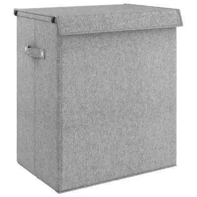 vidaXL Zložljiva košara za perilo siva 51x34,5x59 cm lanena tkanina