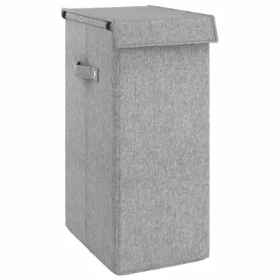 vidaXL Zložljiva košara za perilo siva 26x34,5x59,5 cm lanena tkanina