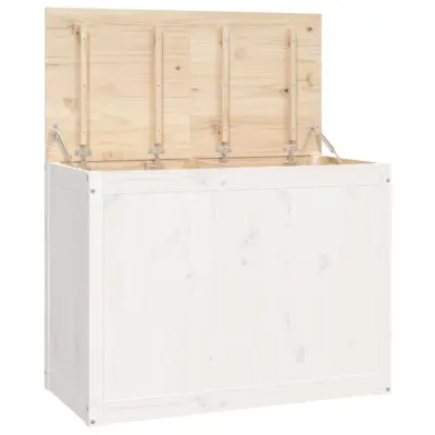 vidaXL Zaboj za perilo bel 88,5x44x66 cm trdna borovina