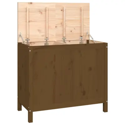 vidaXL Zaboj za perilo medeno rjav 88,5x44x76 cm trdna borovina