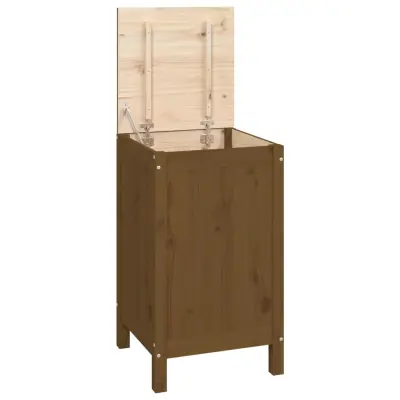 vidaXL Zaboj za perilo medeno rjav 44x44x76 cm trdna borovina