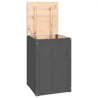 vidaXL Zaboj za perilo siv 44x44x66 cm trdna borovina