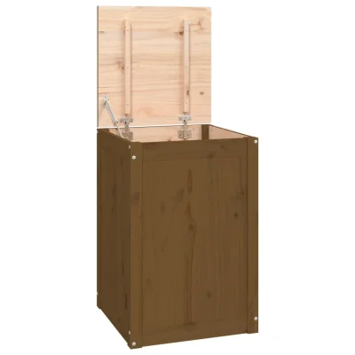 vidaXL Zaboj za perilo medeno rjav 44x44x66 cm trdna borovina