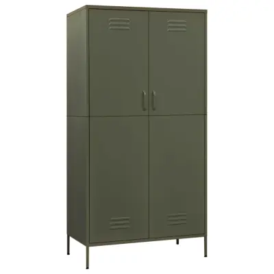 vidaXL Garderobna omara olivno zelena 90x50x180 cm jeklo