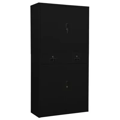 vidaXL Pisarniška omara črna 90x40x180 cm jeklo