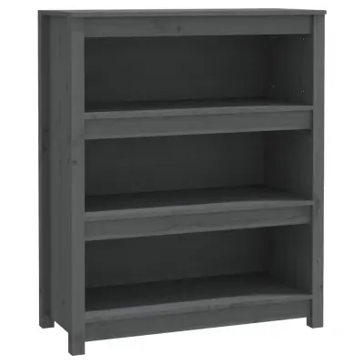 vidaXL Knjižna omara siva 80x35x97 cm trdna borovina