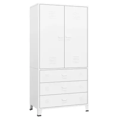 vidaXL Garderobna omara bela 90x50x180 cm kovina