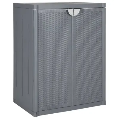 vidaXL Vrtna omara siva 65x45x88 cm PP ratan