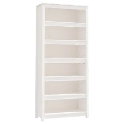vidaXL Knjižna omara bela 80x35x183 cm trdna borovina