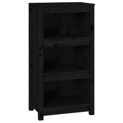vidaXL Knjižna omara črna 50x35x97 cm trdna borovina