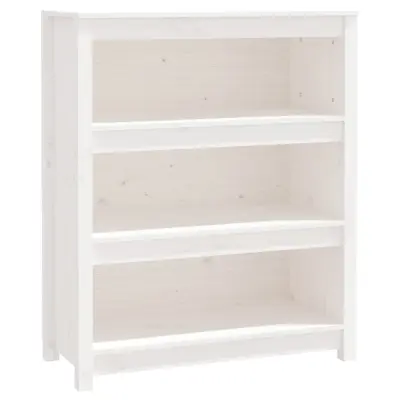 vidaXL Knjižna omara bela 80x35x97 cm trdna borovina