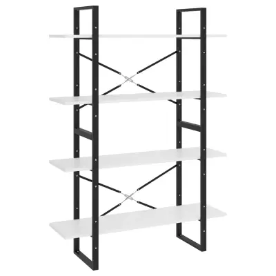 vidaXL Knjižna omara 4-nadstropna bela 100x30x140 cm iverna plošča