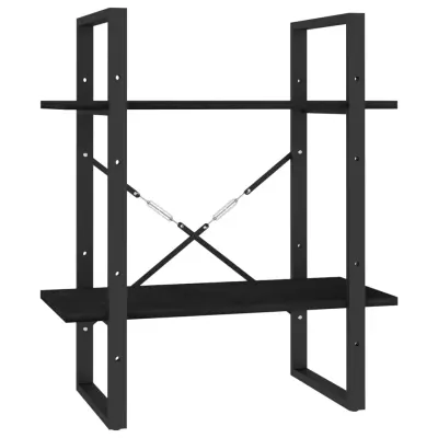 vidaXL Knjižna omara 2-nadstropna črna 60x30x70 cm trdna borovina